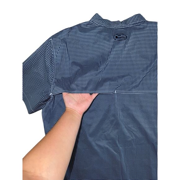 Drake Men’s Large Blue Check Short Sleeve Button Up Fishing Shirt Vented Outdoor - Picture 10 of 14